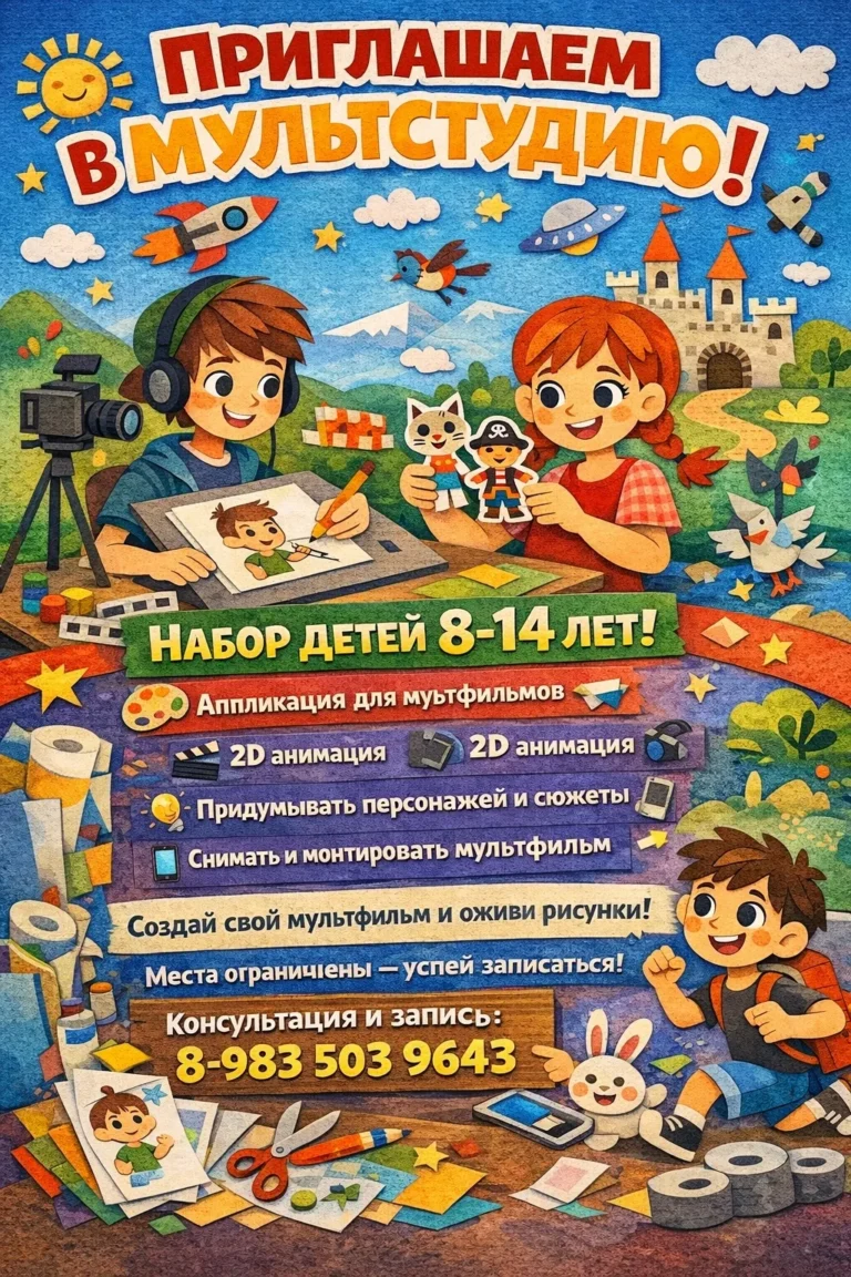 Набор в мультипликационную студию для ребят 8–14 лет!
